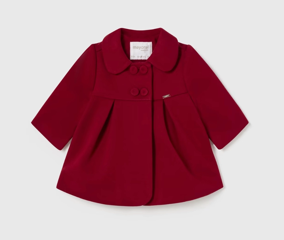 Comfortable Tunic AdjustableWaistband Wool Dress Coat - Red