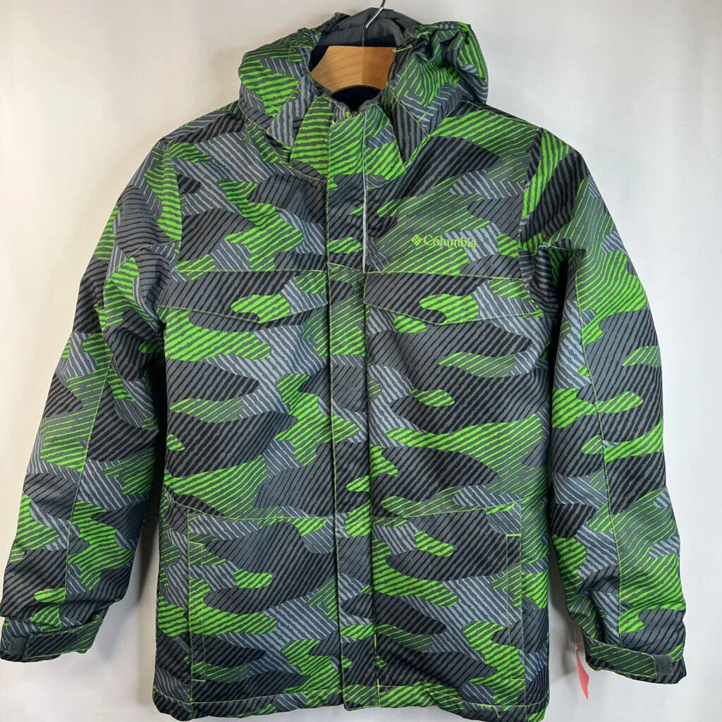 Eco Friendly Material Size 10-12: Columbia Omni-Heat Grey & Grey Striped Pattern Fleece Lined 3-in-1 Winter Coat