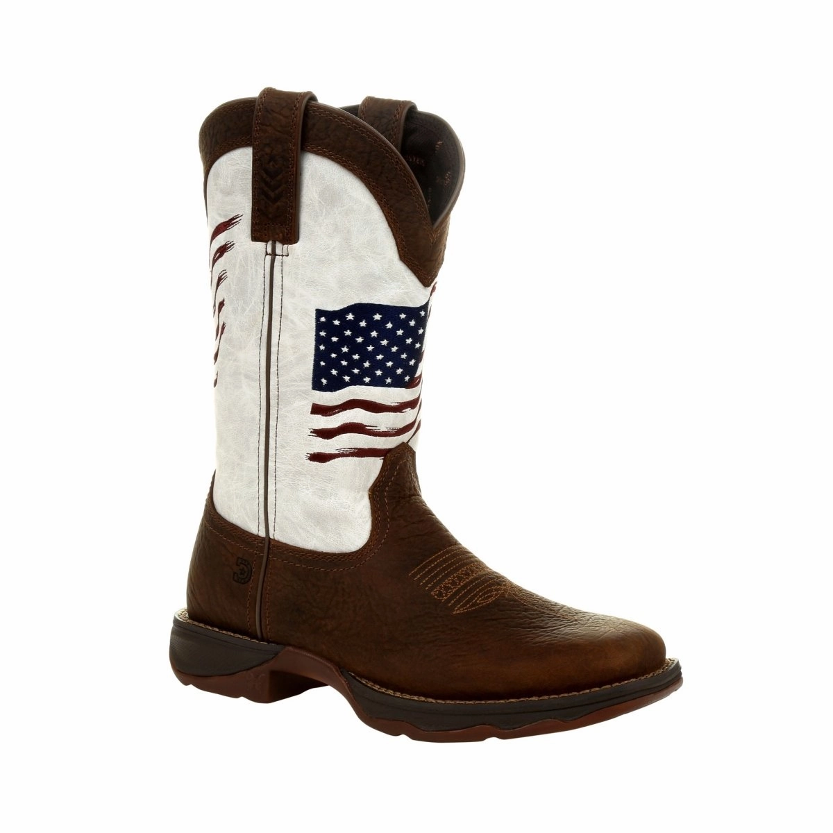 Easy to Wear Comfortable Posture Durango Lady Rebel Women's Distressed Flag Embroidery Western Boots Drd0394 In Bay Brown And White
