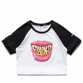 Women's A$AP Rocky x Puma Flacko Smile Baby Tee - White Athletic Wear NonIrritatingSeams