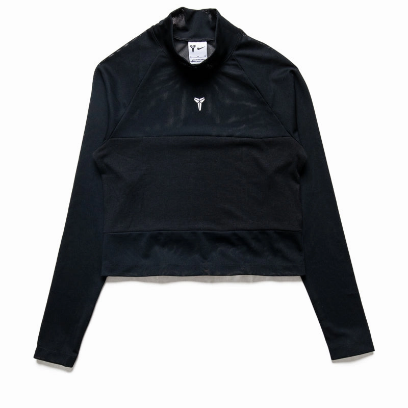 Women's Nike Kobe Long-Sleeve Cropped Top - Black/White AntiPilling Fabric