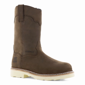 Frye 10" Men's Waterproof Crafted Wellington Work Boot Steel Toe Fr40303 In Dark Brown Weather Resistant Footwear Tough Cushioning