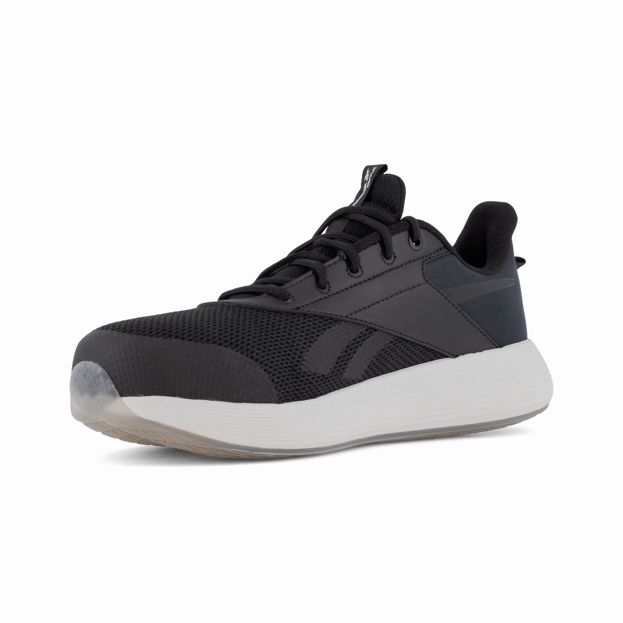 Cushion Support Shoes Reinforced Heel Support Reebok Work DMXair Comfort Work RB358 Women's Athletic Work Shoe in Black and White