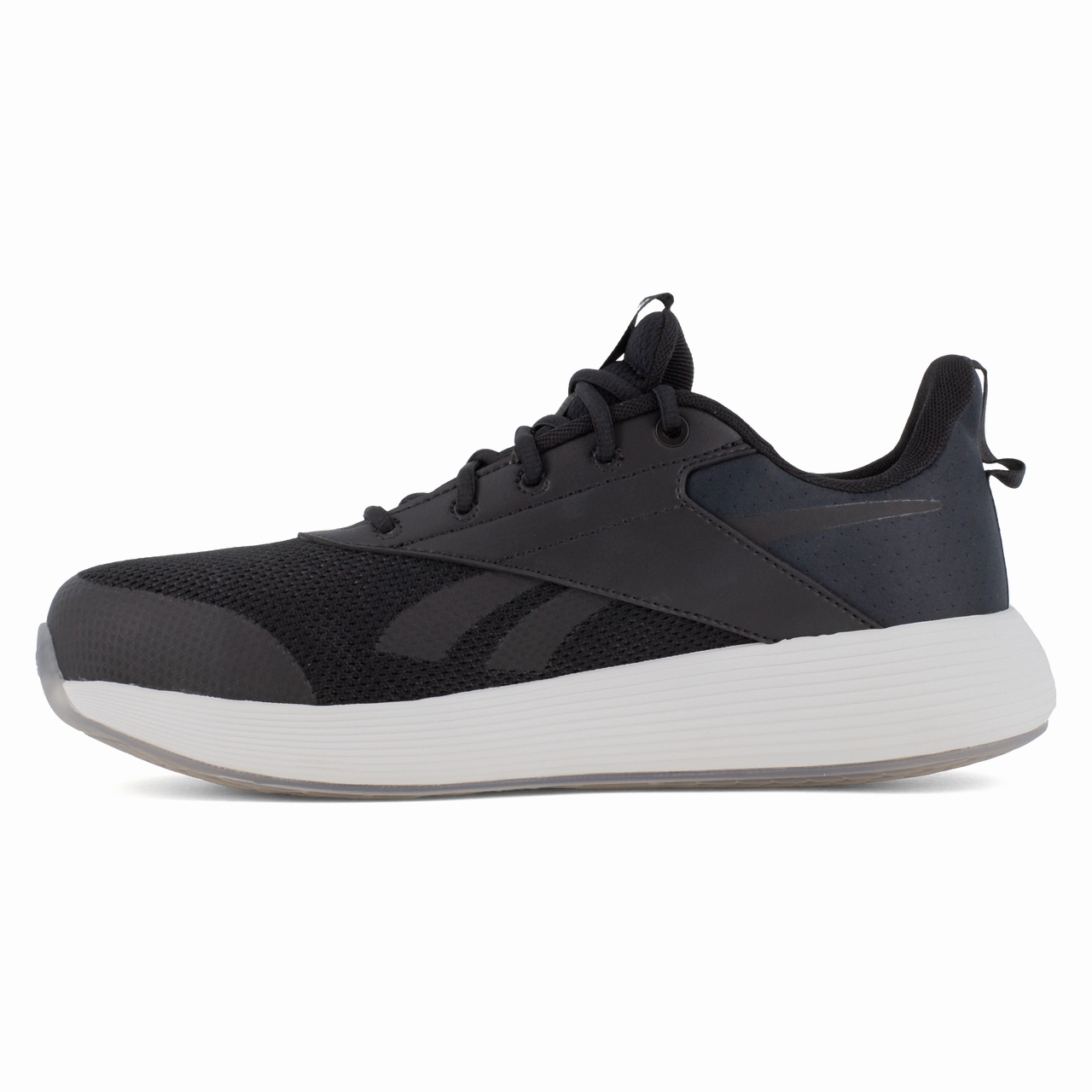Rugged Traction Reebok Work DMXair Comfort Work RB358 Women's Athletic Work Shoe in Black and White