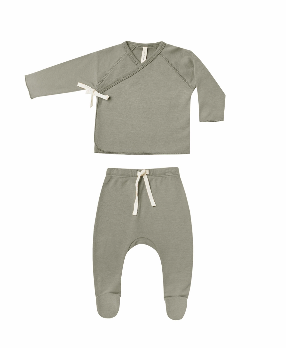 Soft Jacket Wrap Top   Footed Pant Set | Basil