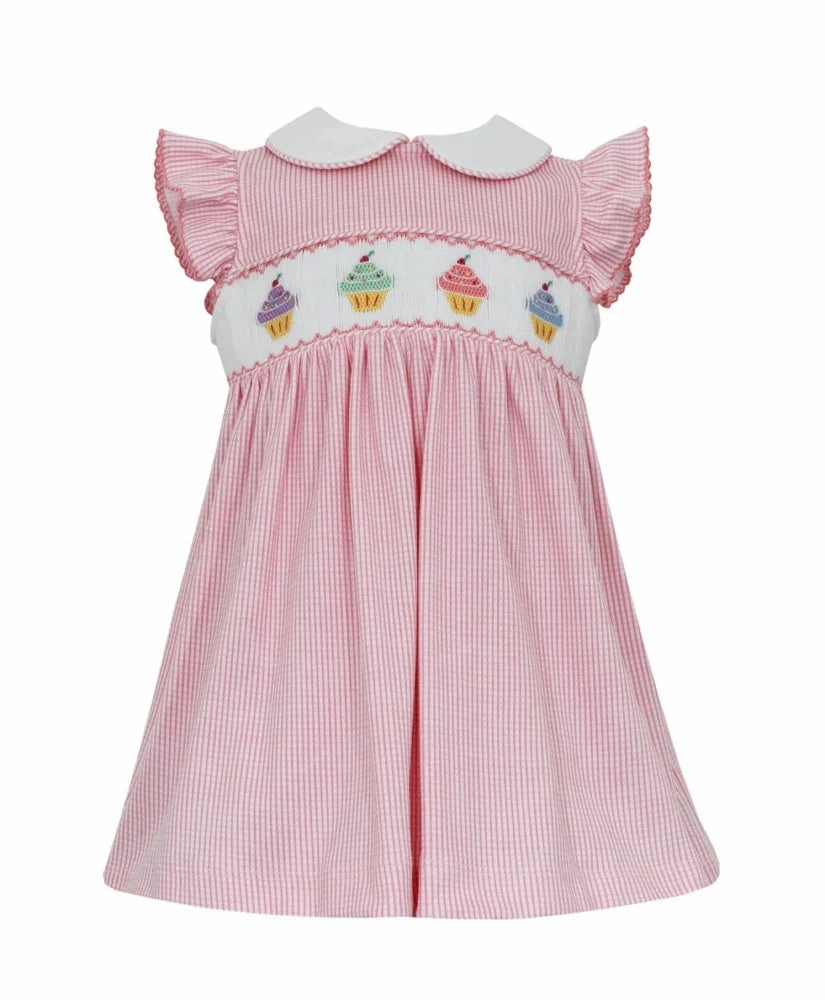 OdorResistant Pink Check Knit Sleeveless Cupcake Dress