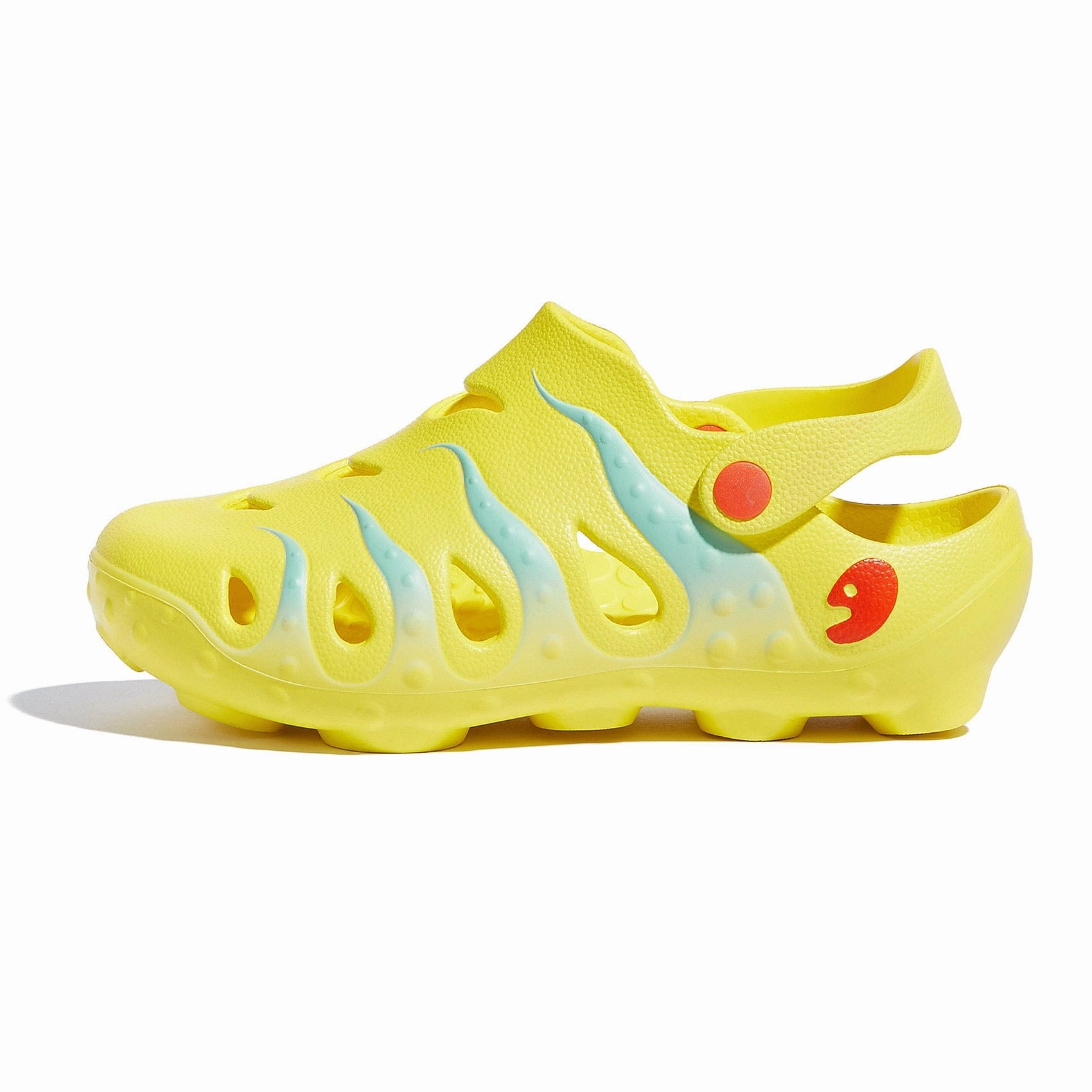 Yellow & Glass Blue Octopus I Women Light Travel Flats Casual Sandals