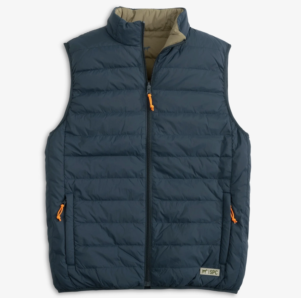Seamless Design Comfortable Jumpsuit Youth Series Reversible Down Vest - Navy/Olive