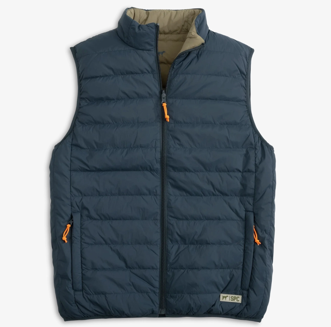FlexibleCollarDesign Comfortable Sleep Youth Series Reversible Down Vest - Navy/Olive