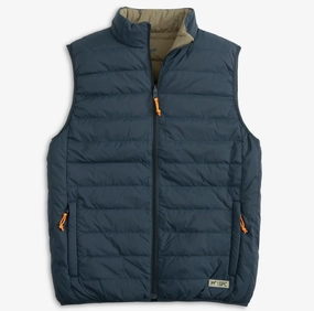 Seamless Design Comfortable Jumpsuit Youth Series Reversible Down Vest - Navy/Olive